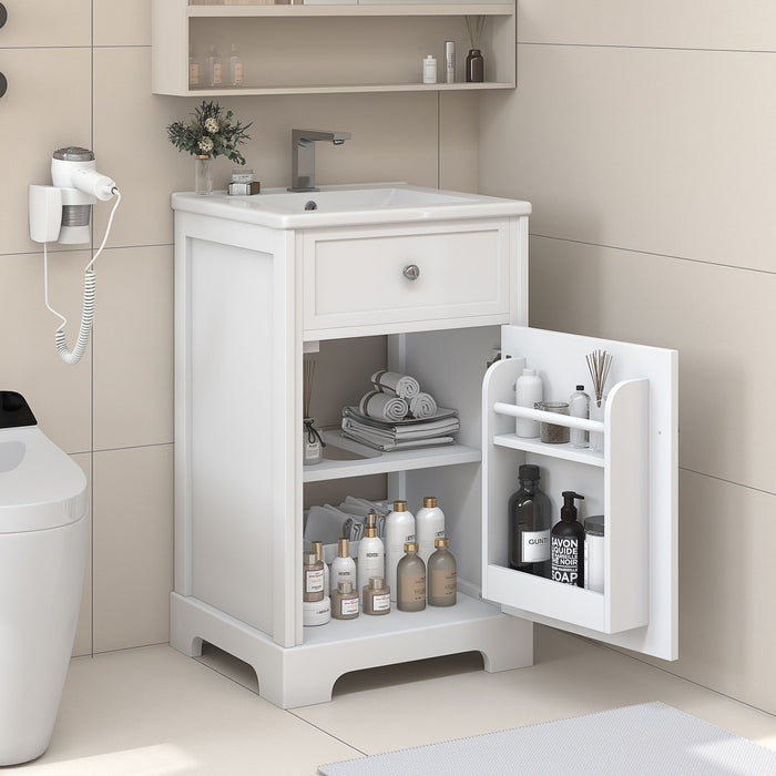 20" Bathroom Vanity With Sink, Soft Closing Cabinet Door, Adjustable Shelf & Storage Rack - White Hearth and Haven