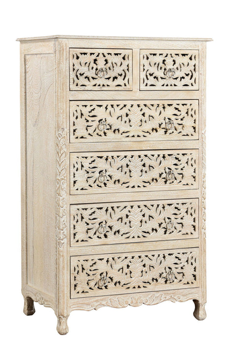 Solid Wood Six Drawer Chest - Beige