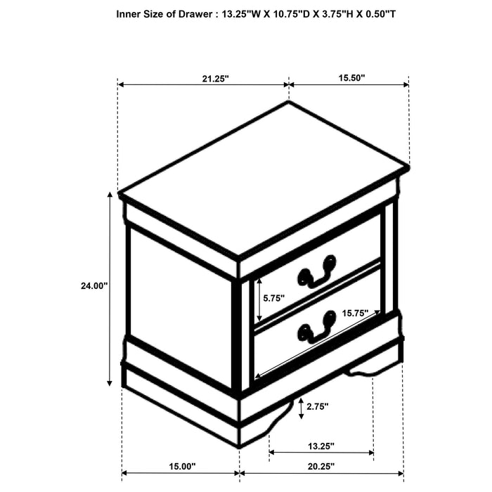 2 Drawer Nightstand - White Furniture Max