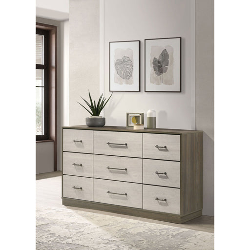 Edmondson - 9 Drawer Dresser With Hidden Jewelry Tray - Natural / Gray Furniture Max