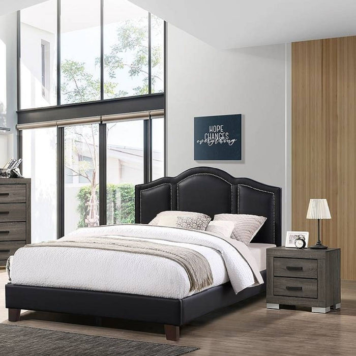 Full Size Bed With Unique Headboard - Black Home Essentials