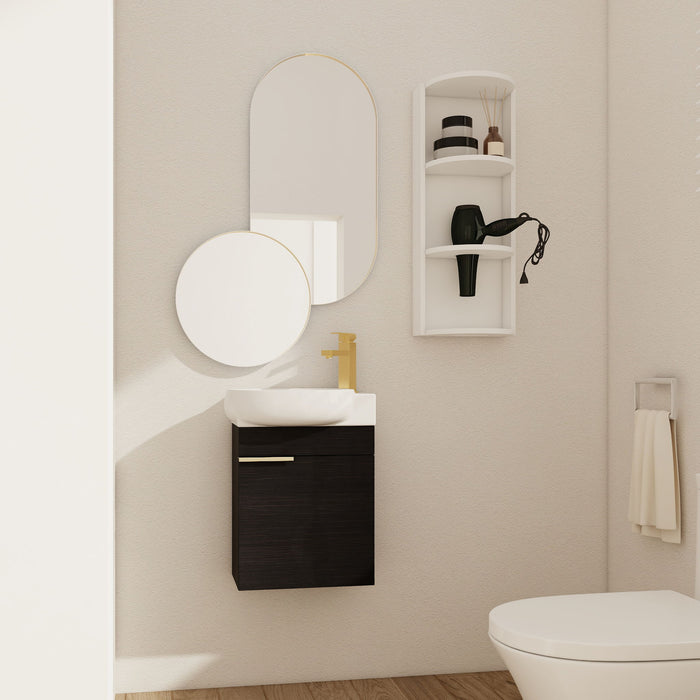 Wall Mounted Bathroom Vanity With Sink And Storage Rack, Soft Close Doors Home Essentials