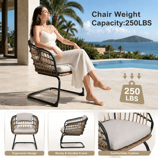 Patio Dining Chairs For Garden (Set of 2) - Beige Home Essentials