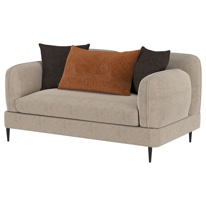 Repley - Upholstered Sculpted Track Arm Loveseat - Beige Furniture Max