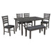 Dining Set For 6, Upholstered Chairs, Includes Table, 4 Chairs, And 2 Person Bench - Gray Hearth and Haven
