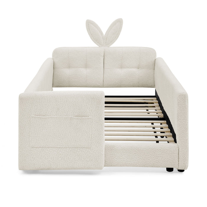 Cute Rabbit Ear Upholstered Platform Bed Frame With Safety Rail Home Essentials