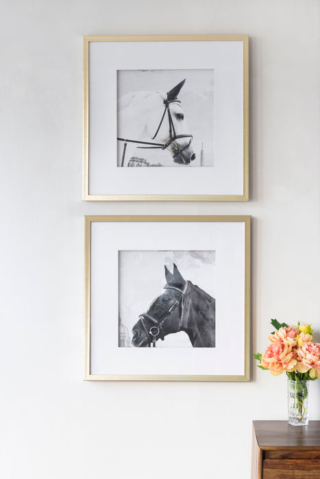 Wall Art Horse Animal Printing, Wall Decor Accent (Set of 2) - Golden / White