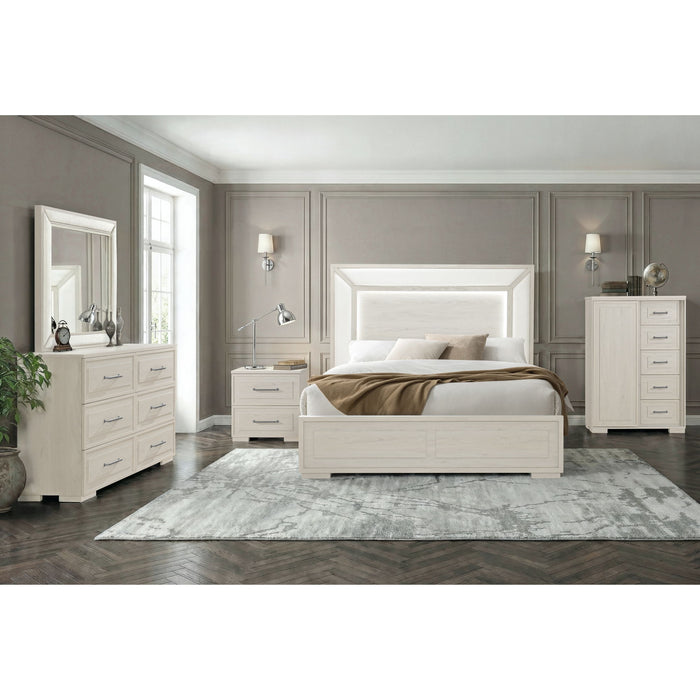 Ciara - King Bed With LED Panel Headboard, Low Profile Design - Beige Global Furniture USA