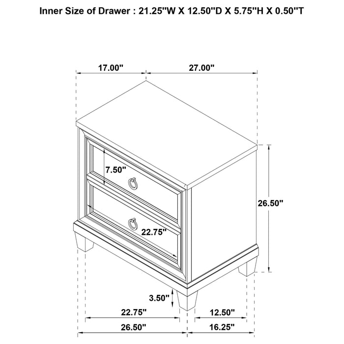 Wedner - 2 Drawer Nightstand - Oak Furniture Max