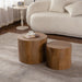 Round Nesting Coffee Table For Small Living Room (Set of 2) - Brown / Wood Home Essentials