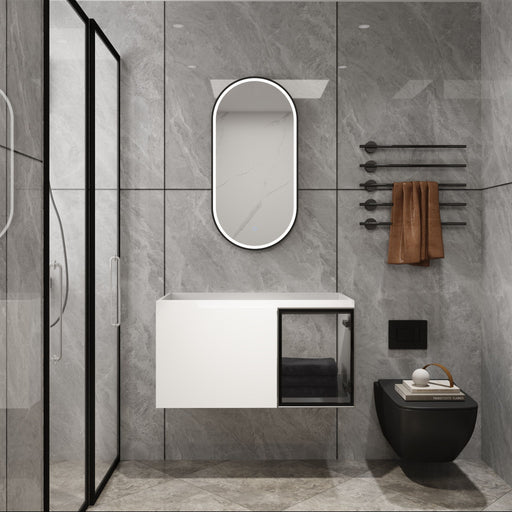 36" (35 1 / 4") Wall Mounted Bathroom Vanity, Cabinet With Half Door (Excluding Sink) - Glossy White Home Essentials