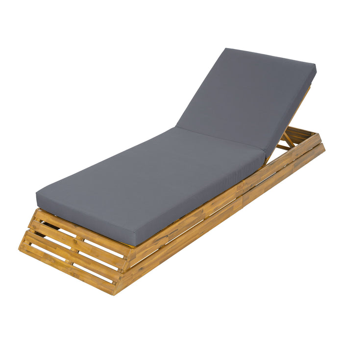 Chaise Lounge Set With 2 Fold Cushion Noble House
