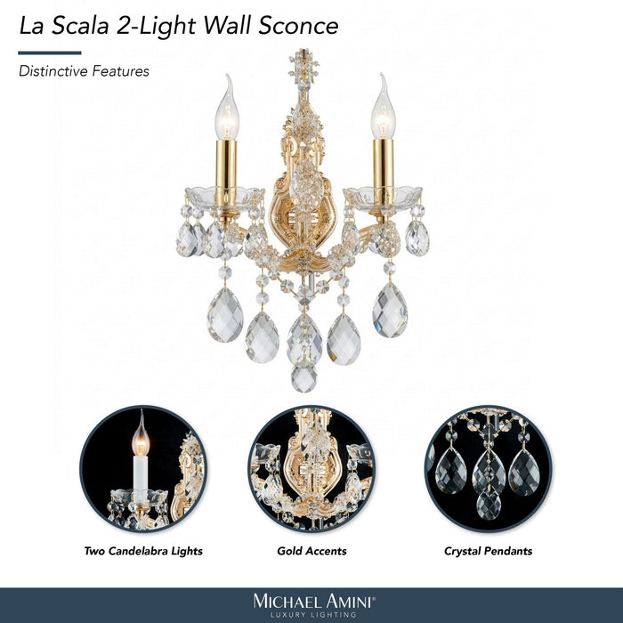 Michael Amini Lighting - La Scala Traditional Crystal Wall Sconce - Gold Michael Amini