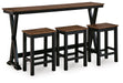 Wildenauer - Rectangular Dining Room Counter Table Set (Set of 4) - Brown / Black Signature Design by Ashley®
