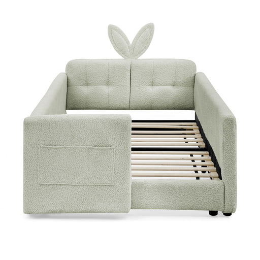 Cute Rabbit Ear Upholstered Platform Bed Frame With Safety Rail Home Essentials