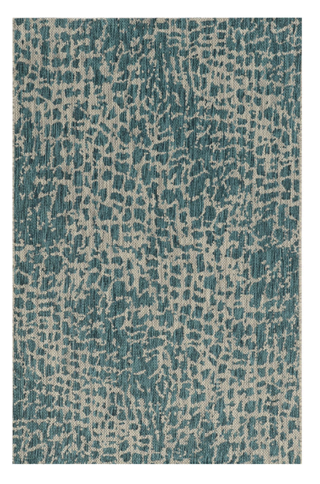 3' X 5' Machine Woven UV Treated Animal Print Indoor / Outdoor Area Rug - Teal