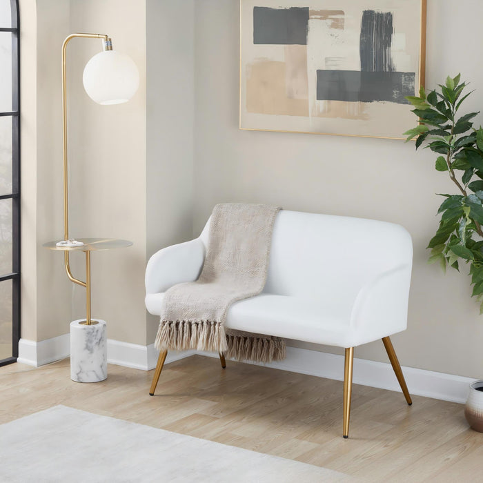 Symbol - Contemporary / Glam Floor Lamp Side Table - White Marble Lumi Source