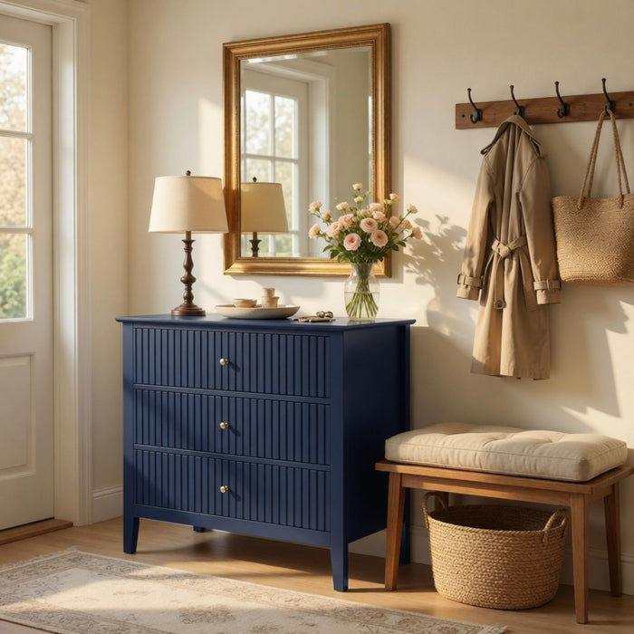 Fluted 3 Drawer Nightstand With Soft Close Slides Home Essentials