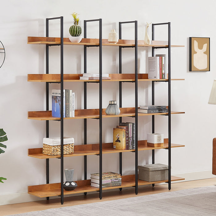 Vintage Industrial 5 Tier Open Bookcase Hearth and Haven