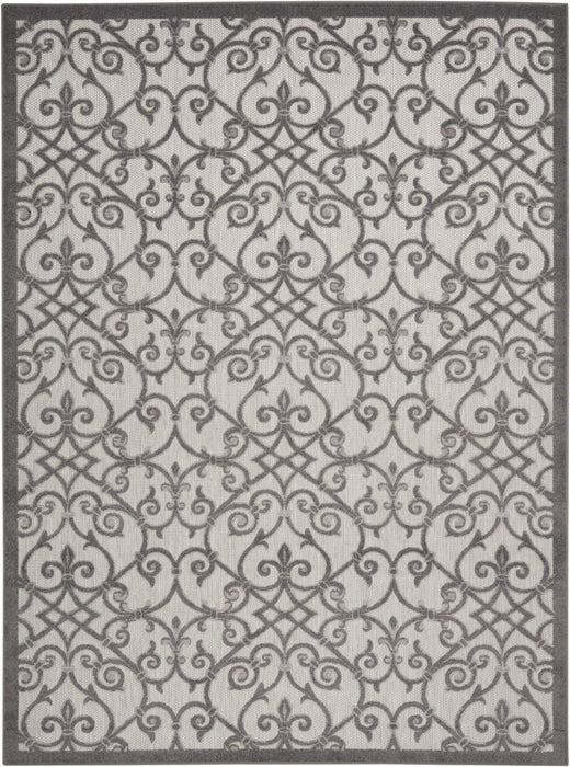 10' X 13' Damask Non Skid Indoor / Outdoor Area Rug - Gray / Charcoal