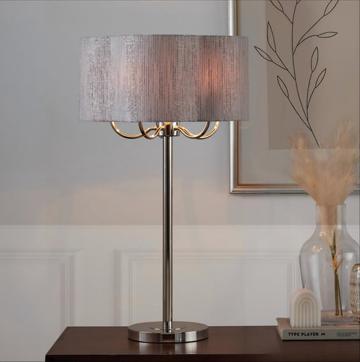 Lily - Contemporary Table Lamp - Polished Nickel / Gray Lumi Source