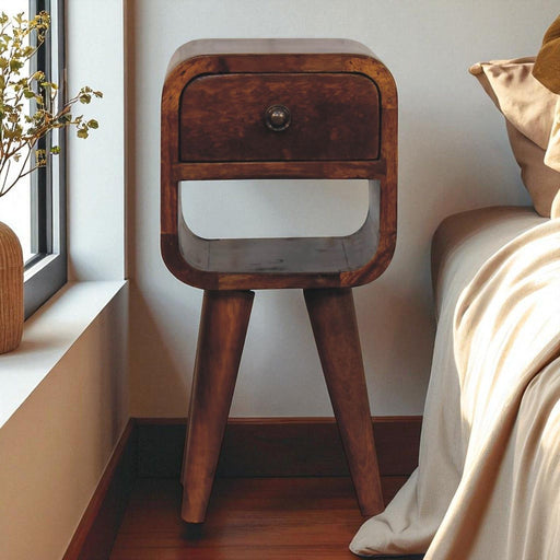 Mini California Curved Nightstand Wth Lower Slot Artisan Furniture