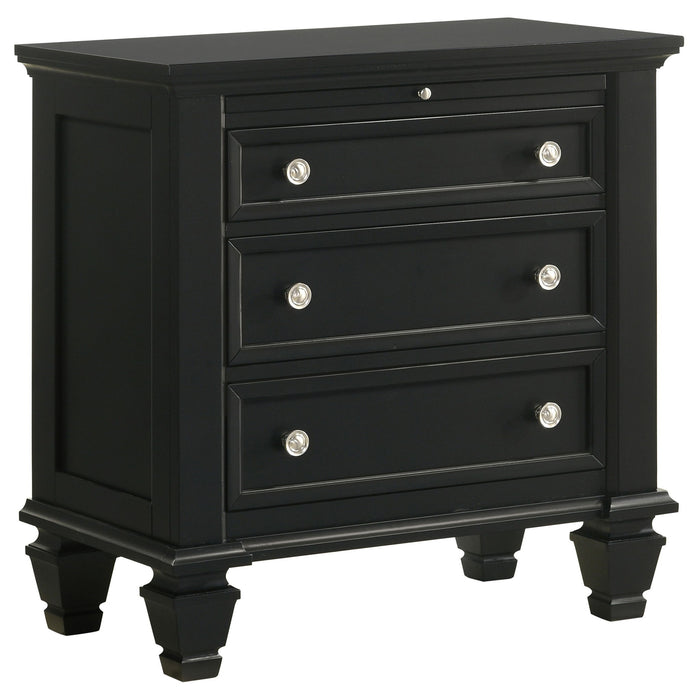 3 Drawer Nightstand With Pull Out Tray - Black