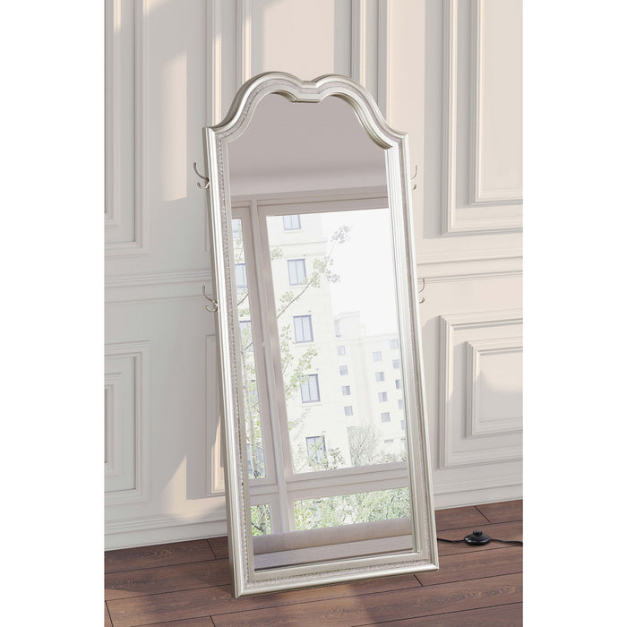 Colwood - Full Floor Mirror With LED Lighting And Storage Hooks - Silver Furniture Max