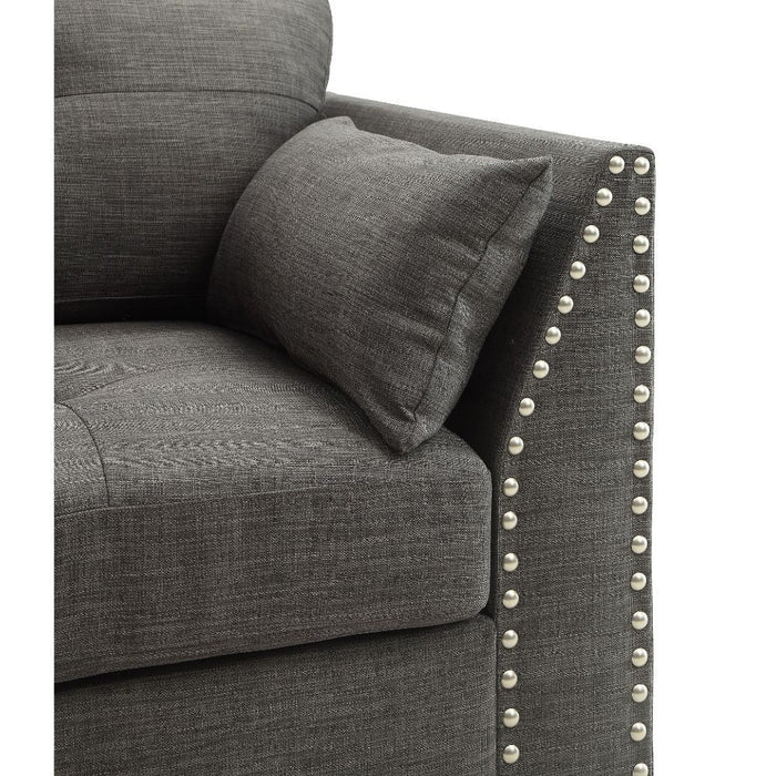 Laurissa - Chair With 3 Pillows - Light Charcoal Linen ACME