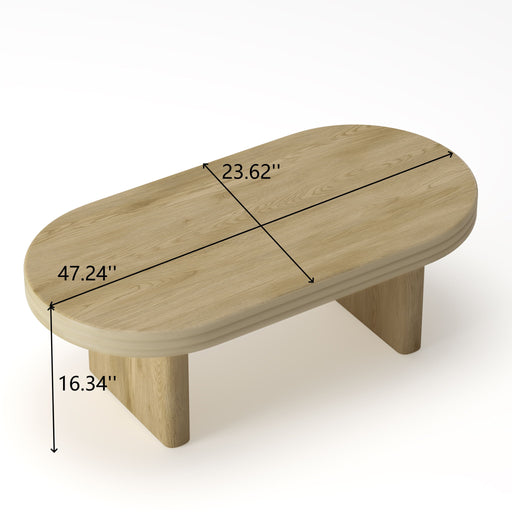 Oval Fluted Coffee Table - Natural Home Essentials