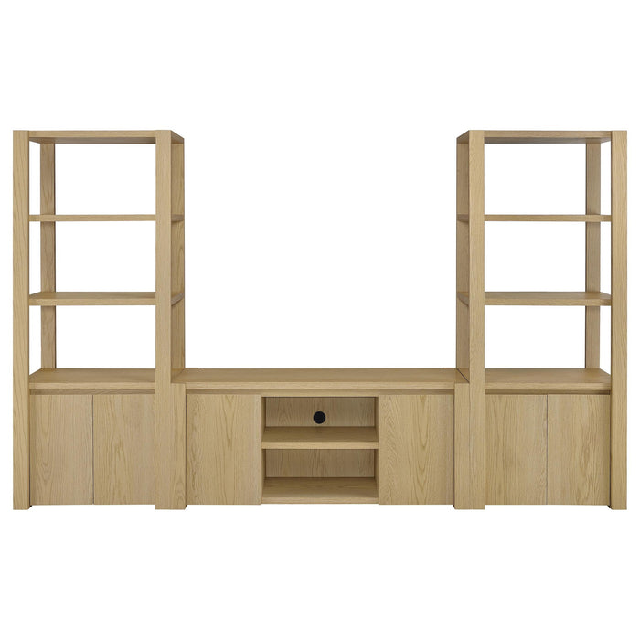 Susac - 3 Piece Entertainment Center With TV Stand And Media Towers - Light Oak Furniture Max