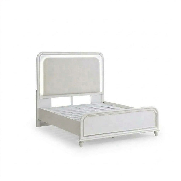 Bed With LED Lights Panel Headboard And Footboard Frame Home Essentials