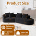 Upholstered Oversized Sectional Sofa, 4 Seater Extra Deep & Wide Curved Cloud Couch With 4 Throw Pillows For Living Room - Black Home Essentials