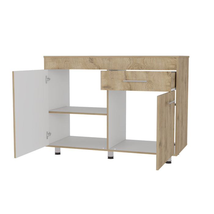 Console Accent Cabinet With Three Shelves And One Drawer - Natural