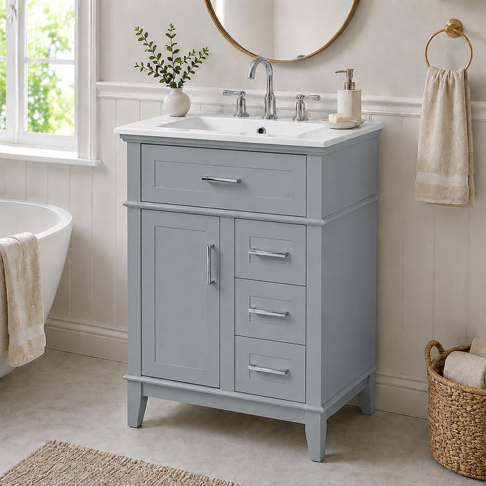 Modern Bathroom Vanity With Sink, Flip Drawer & 3 Drawers, Soft Close Hinges, Adjustable Shelf Hearth and Haven