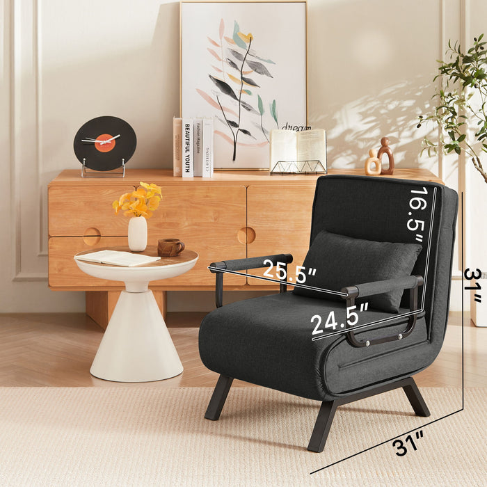 Convertible 5 In 1 Folding Chair Bed With Adjustable Backrest & Pillow Linen