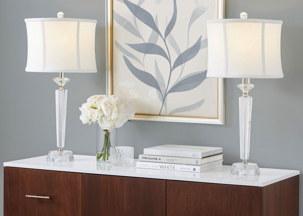 Diamond - Torch Contemporary Crystal Table Lamp (Set of 2) - Clear / Off White / Polished Nickel Lumi Source