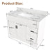 Bathroom Vanity Set, Fluted Cabinet, Soft Close Doors & Drawers, 3 Faucet Holes, Sink Included - White Home Essentials