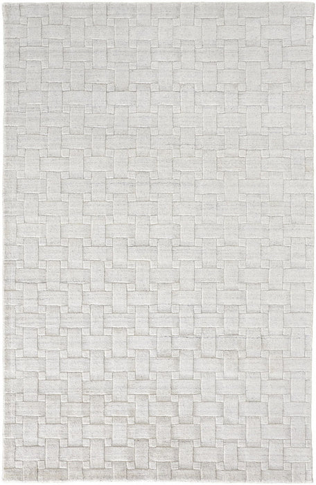 Hand Woven Striped Area Rug - White And Silver - 12' X 15'