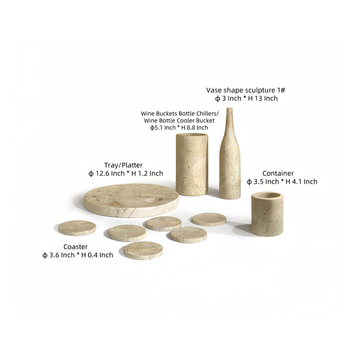 10 Pieces Luxury Natural Marble Dining Room Accessories Set