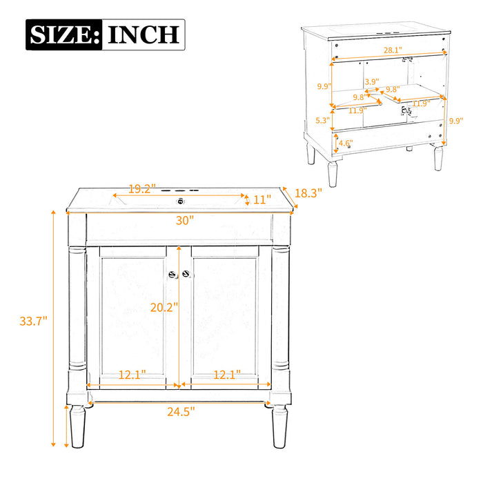 Bathroom Vanity Cabinet With Sink, Soft Close Doors, Storage Cabinet Hearth and Haven