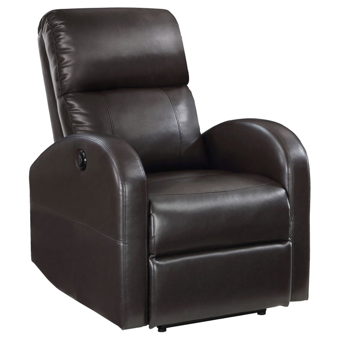 Meglia - Upholstered Power Recliner Chair With Smooth Button Controls - Brown