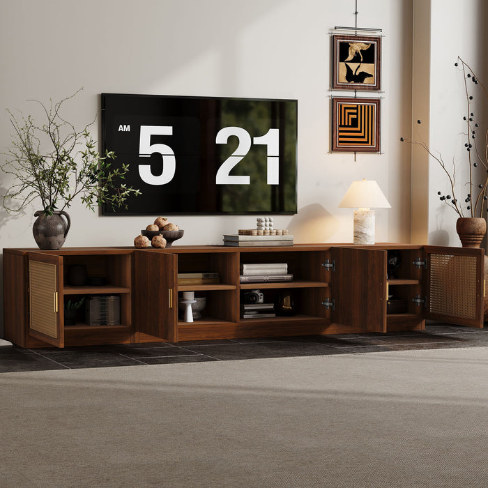 78" TV Stand For TVs Up To 85", Media Console, Adjustable Shelves - Walnut Hearth and Haven