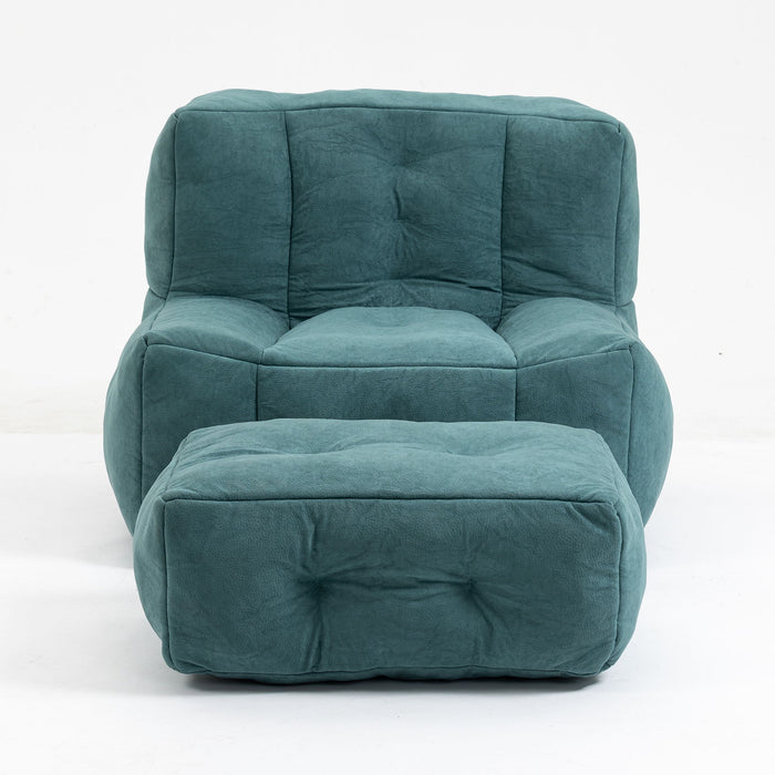 Modern Indoor Fluffy Bean Bag Chair With Memory Foam And Ottoman, Super Soft