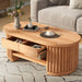 Fluted Oval Coffee Table With Drawers, 2 Tier Cocktail Table Hearth and Haven