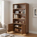 Tall Bookcase Storage Cabinet With 3 Open Shelves & Fluted Double Doors Noble House