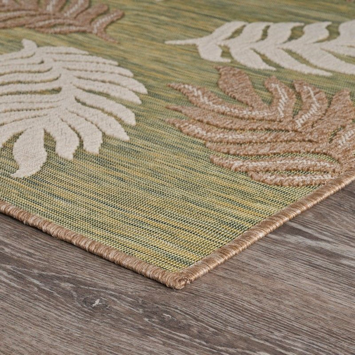 5' X 7' Indoor / Outdoor Area Rug - Green / Ivory