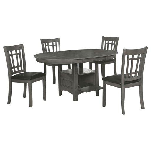 Ingall - 5 Piece Set With Storage Table And Upholstered Chairs - Medium Gray Furniture Max
