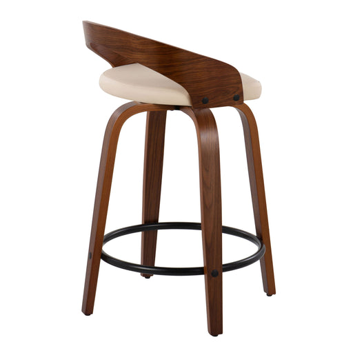 Grotto - Mid-Century Modern Fixed Height Counter Stool & Swivel With Round Footrest (Set of 2) Lumi Source