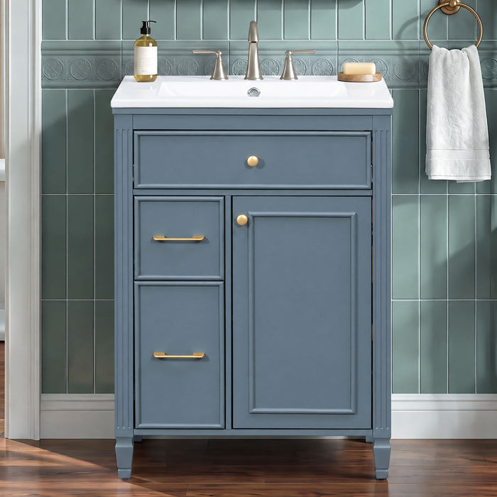 Freestanding Bathroom Vanity With Sink, Soft Close Door, Tip Out Drawer Noble House